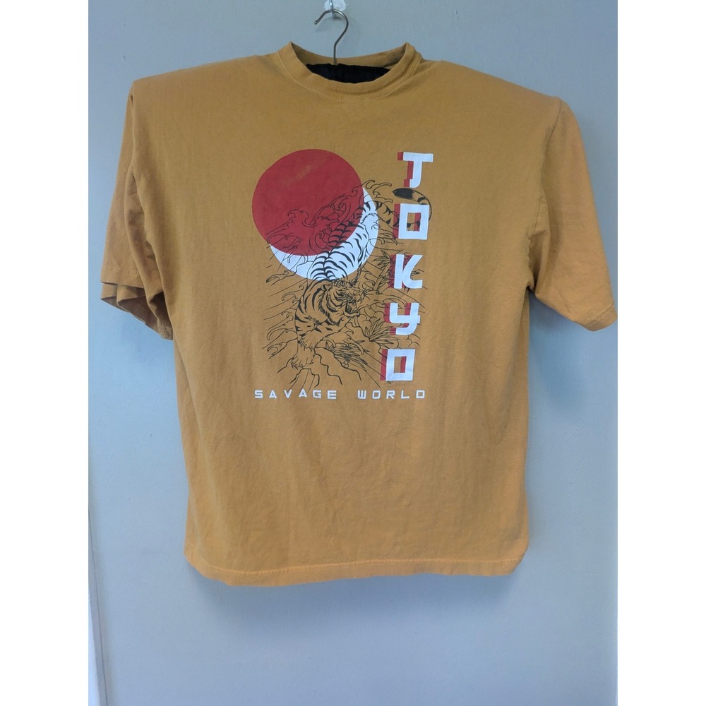 LA DRFT Tokyo Savage World Graphic T-Shirt Mens 4XL Yellow Good Tiger Print Tee